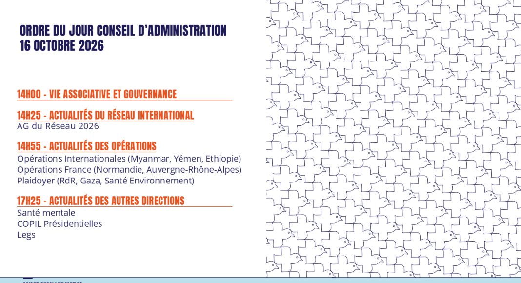 Conseil d’Administration MdM France du 16 octobre 2026